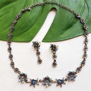 Floral Earrings and Necklace Set